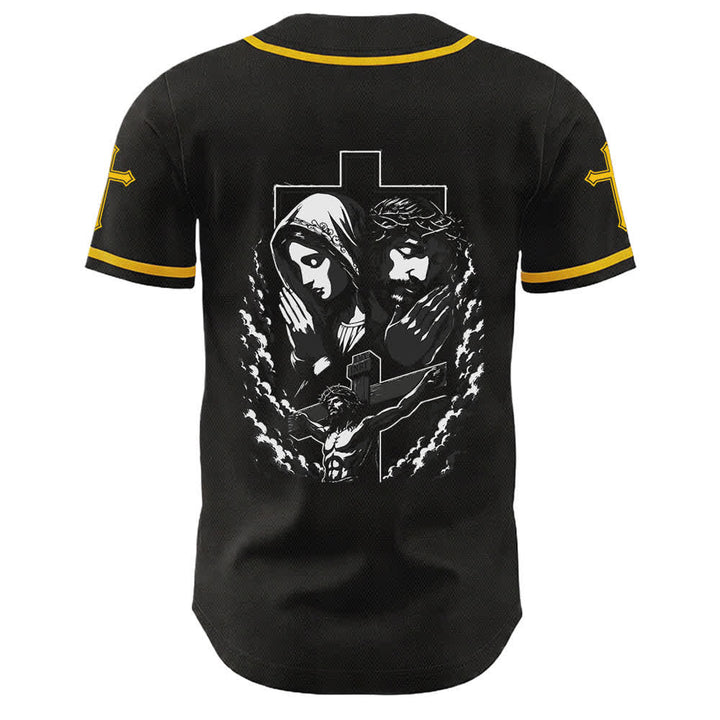 Christianartworkshop Jesus Virgin Mary Crucifix Cross Christian Unisex Baseball Jersey - image 34
