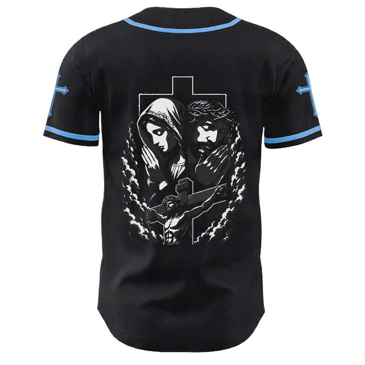 Christianartworkshop Jesus Virgin Mary Crucifix Cross Christian Unisex Baseball Jersey - image 31