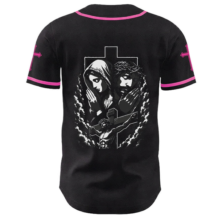 Christianartworkshop Jesus Virgin Mary Crucifix Cross Christian Unisex Baseball Jersey - image 40