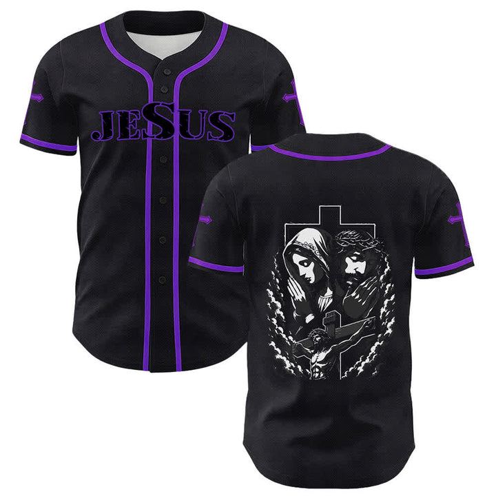 Christianartworkshop Jesus Virgin Mary Crucifix Cross Christian Unisex Baseball Jersey - image 45