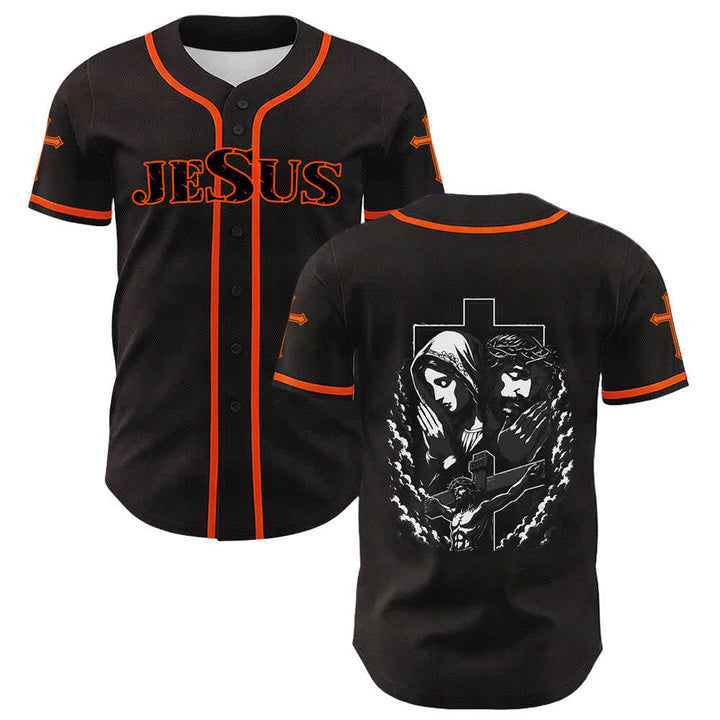 Christianartworkshop Jesus Virgin Mary Crucifix Cross Christian Unisex Baseball Jersey - image 51