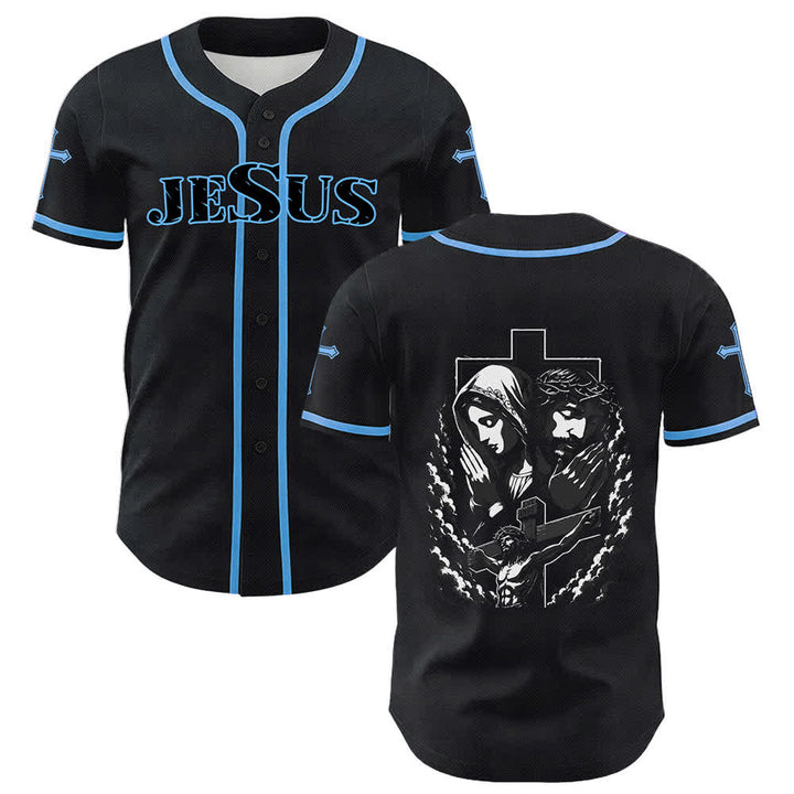 Christianartworkshop Jesus Virgin Mary Crucifix Cross Christian Unisex Baseball Jersey - image 30