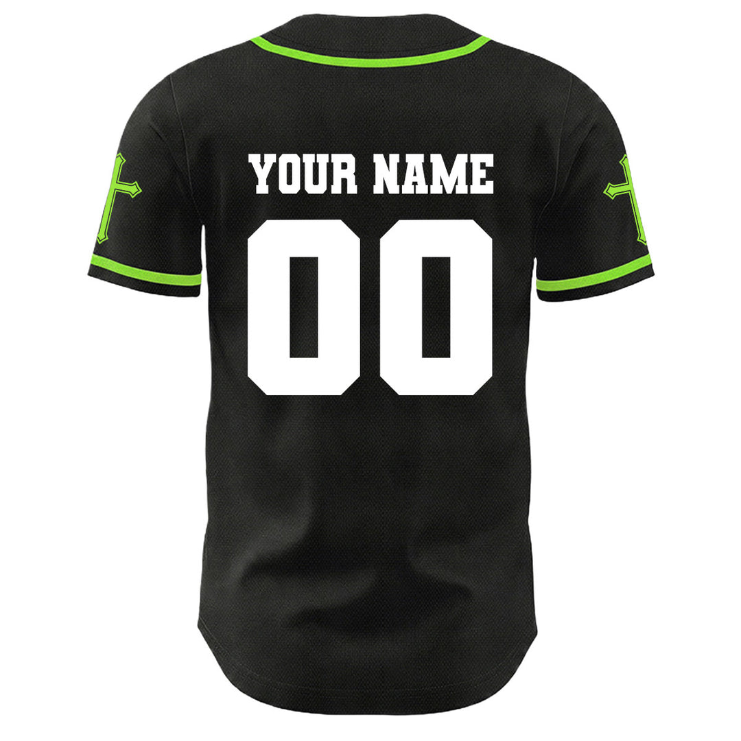 Christianartworkshop Jesus Crucifixion Custom Name Number Cross Sleeve Unisex Baseball Jersey - image 1