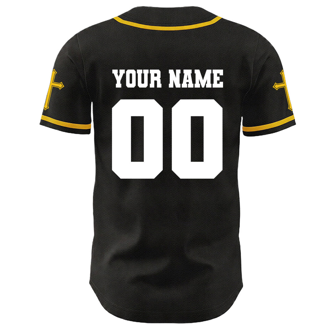 Christianartworkshop Jesus Crucifixion Custom Name Number Cross Sleeve Unisex Baseball Jersey - image 4