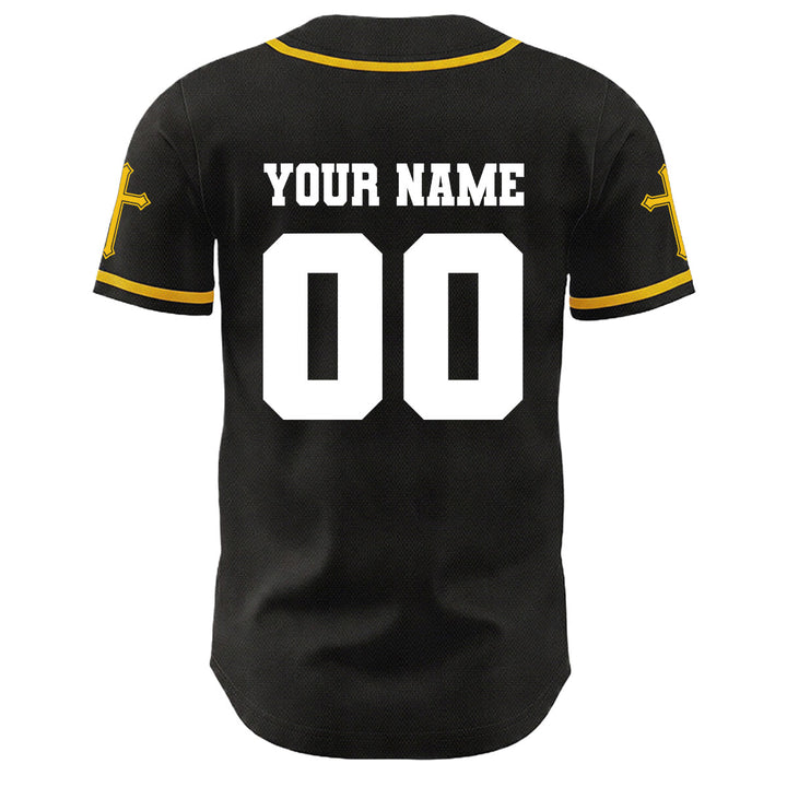 Christianartworkshop Jesus Crucifixion Custom Name Number Cross Sleeve Unisex Baseball Jersey - image 4