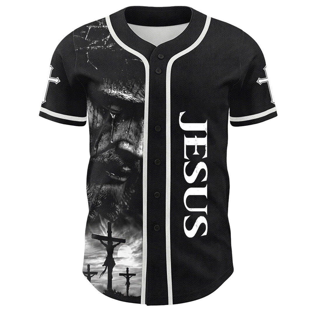Christianartworkshop Jesus Crucifixion Custom Name Number Cross Sleeve Unisex Baseball Jersey - image 11