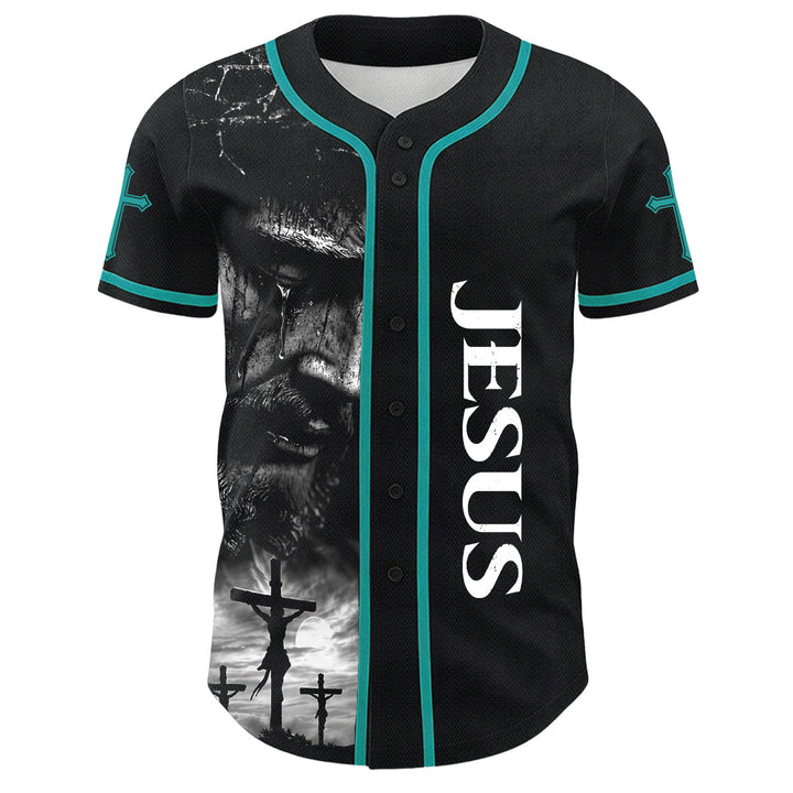 Christianartworkshop Jesus Crucifixion Custom Name Number Cross Sleeve Unisex Baseball Jersey - image 26