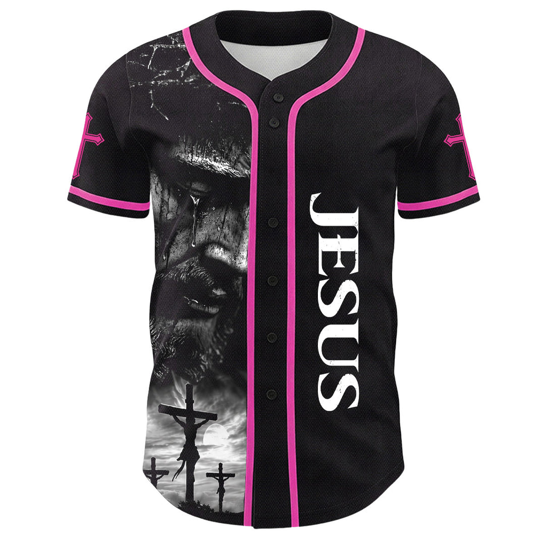 Christianartworkshop Jesus Crucifixion Custom Name Number Cross Sleeve Unisex Baseball Jersey - image 14
