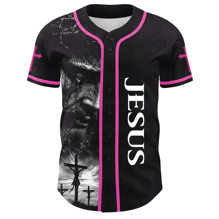 Christianartworkshop Jesus Crucifixion Custom Name Number Cross Sleeve Unisex Baseball Jersey - image 14