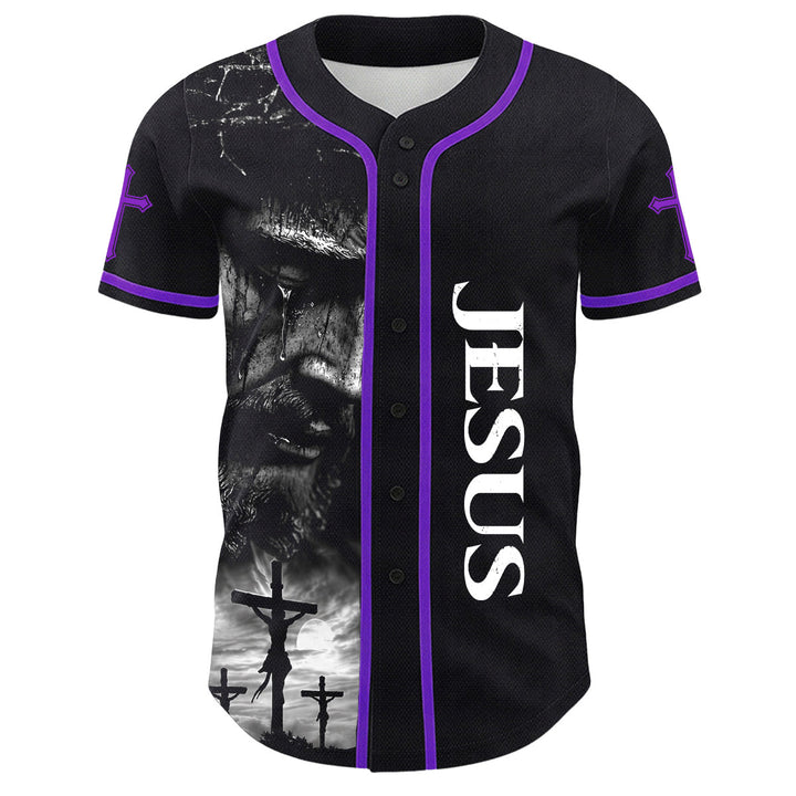 Christianartworkshop Jesus Crucifixion Custom Name Number Cross Sleeve Unisex Baseball Jersey - image 23