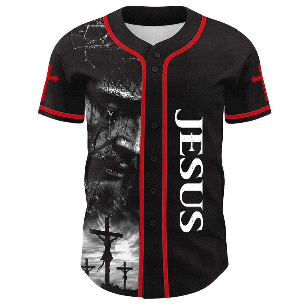 Christianartworkshop Jesus Crucifixion Custom Name Number Cross Sleeve Unisex Baseball Jersey - image 17