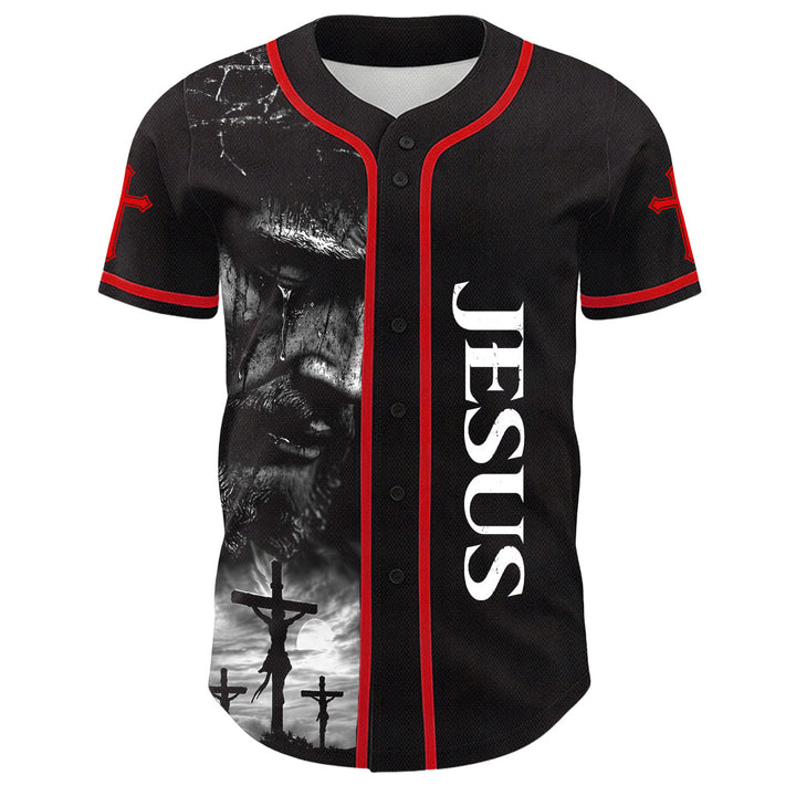 Christianartworkshop Jesus Crucifixion Custom Name Number Cross Sleeve Unisex Baseball Jersey - image 17