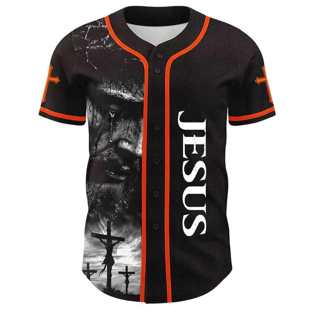 Christianartworkshop Jesus Crucifixion Custom Name Number Cross Sleeve Unisex Baseball Jersey - image 20