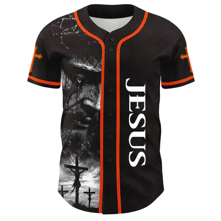 Christianartworkshop Jesus Crucifixion Custom Name Number Cross Sleeve Unisex Baseball Jersey - image 20