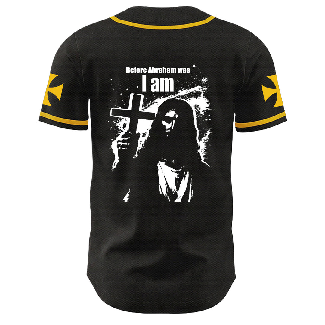 Christianartworkshop Before Abraham Was I Am Jesus Cross Nail Graphic Unisex Baseball Jersey - image 4
