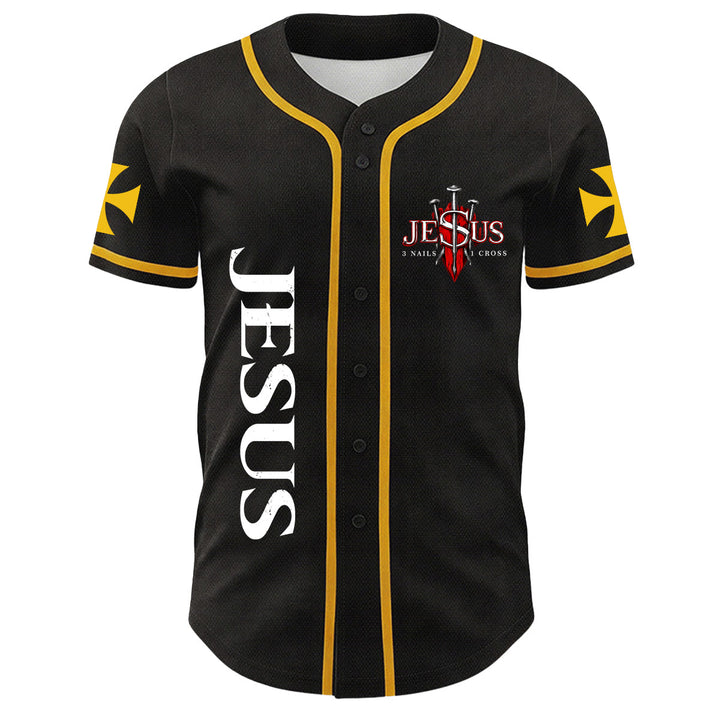 Christianartworkshop Before Abraham Was I Am Jesus Cross Nail Graphic Unisex Baseball Jersey - image 5