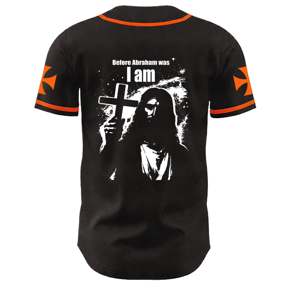 Christianartworkshop Before Abraham Was I Am Jesus Cross Nail Graphic Unisex Baseball Jersey - image 1