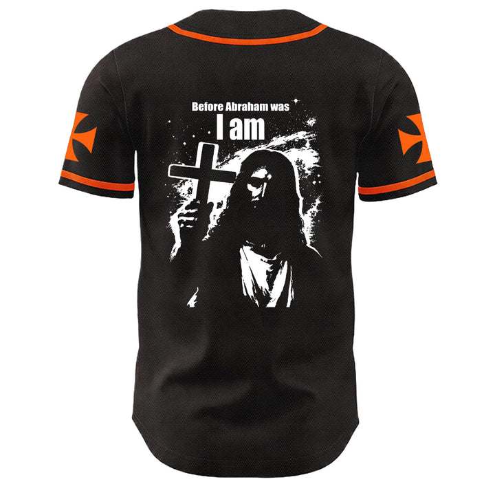 Christianartworkshop Before Abraham Was I Am Jesus Cross Nail Graphic Unisex Baseball Jersey - image 1