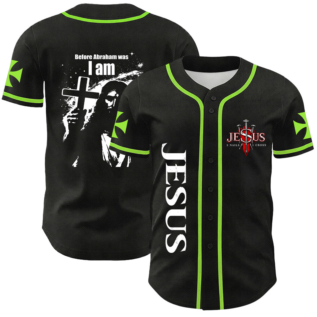 Christianartworkshop Before Abraham Was I Am Jesus Cross Nail Graphic Unisex Baseball Jersey - Light Green - 5XL - image 18