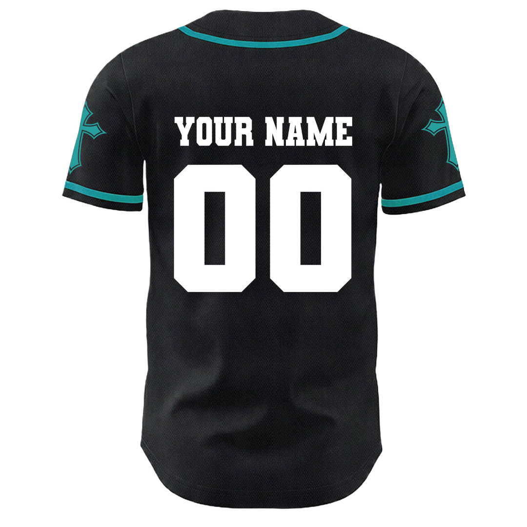 Christianartworkshop Crown Of Thorns Jesus Custom Name Number Cross Sleeve Unisex Baseball Jersey - image 25