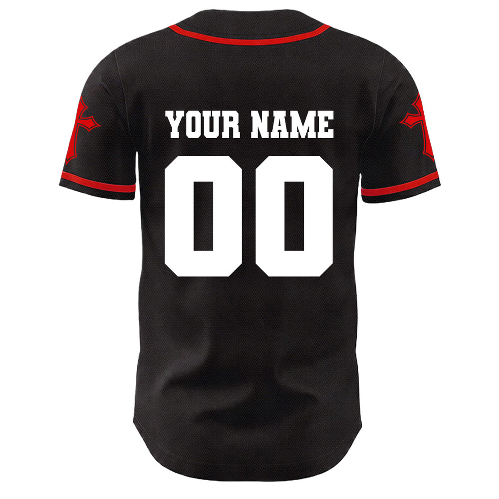 Christianartworkshop Crown Of Thorns Jesus Custom Name Number Cross Sleeve Unisex Baseball Jersey - image 1