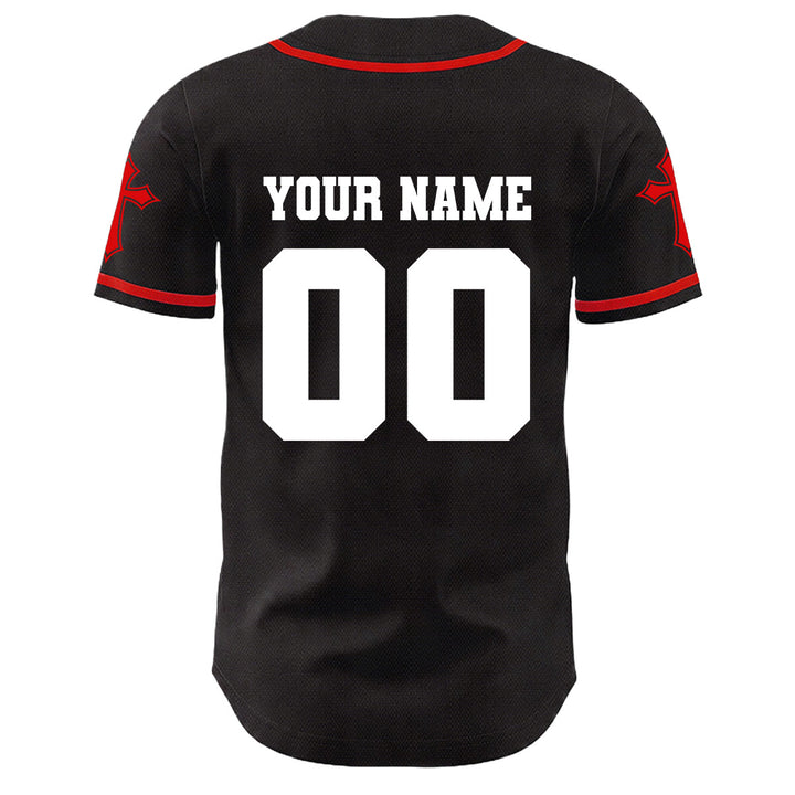 Christianartworkshop Crown Of Thorns Jesus Custom Name Number Cross Sleeve Unisex Baseball Jersey - image 1