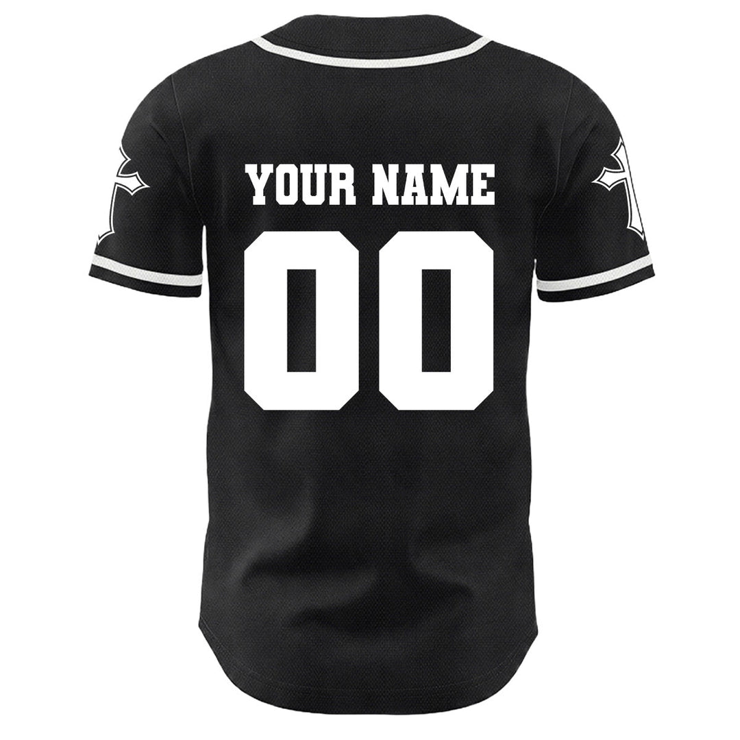 Christianartworkshop Crown Of Thorns Jesus Custom Name Number Cross Sleeve Unisex Baseball Jersey - image 10