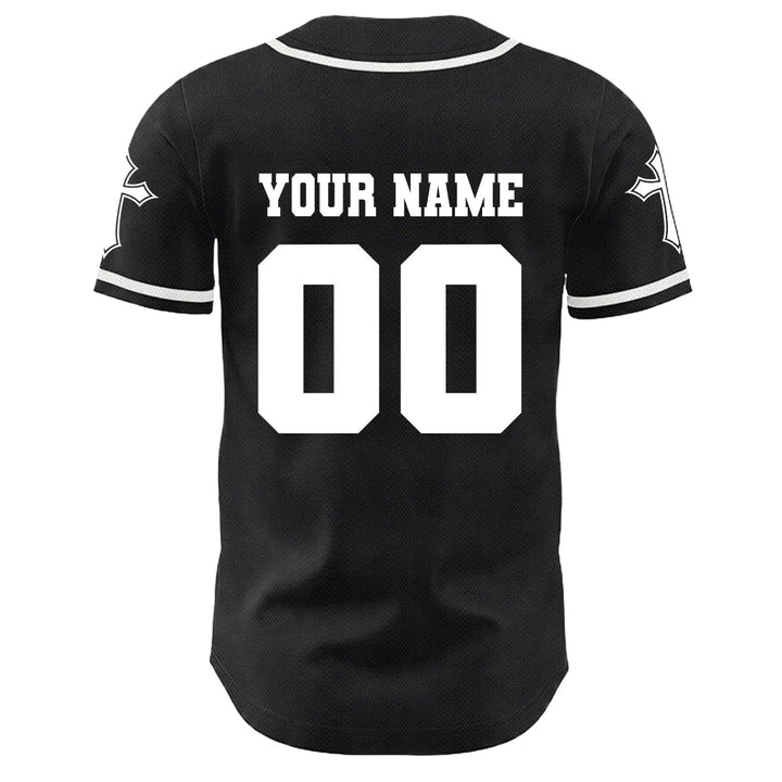 Christianartworkshop Crown Of Thorns Jesus Custom Name Number Cross Sleeve Unisex Baseball Jersey - image 10