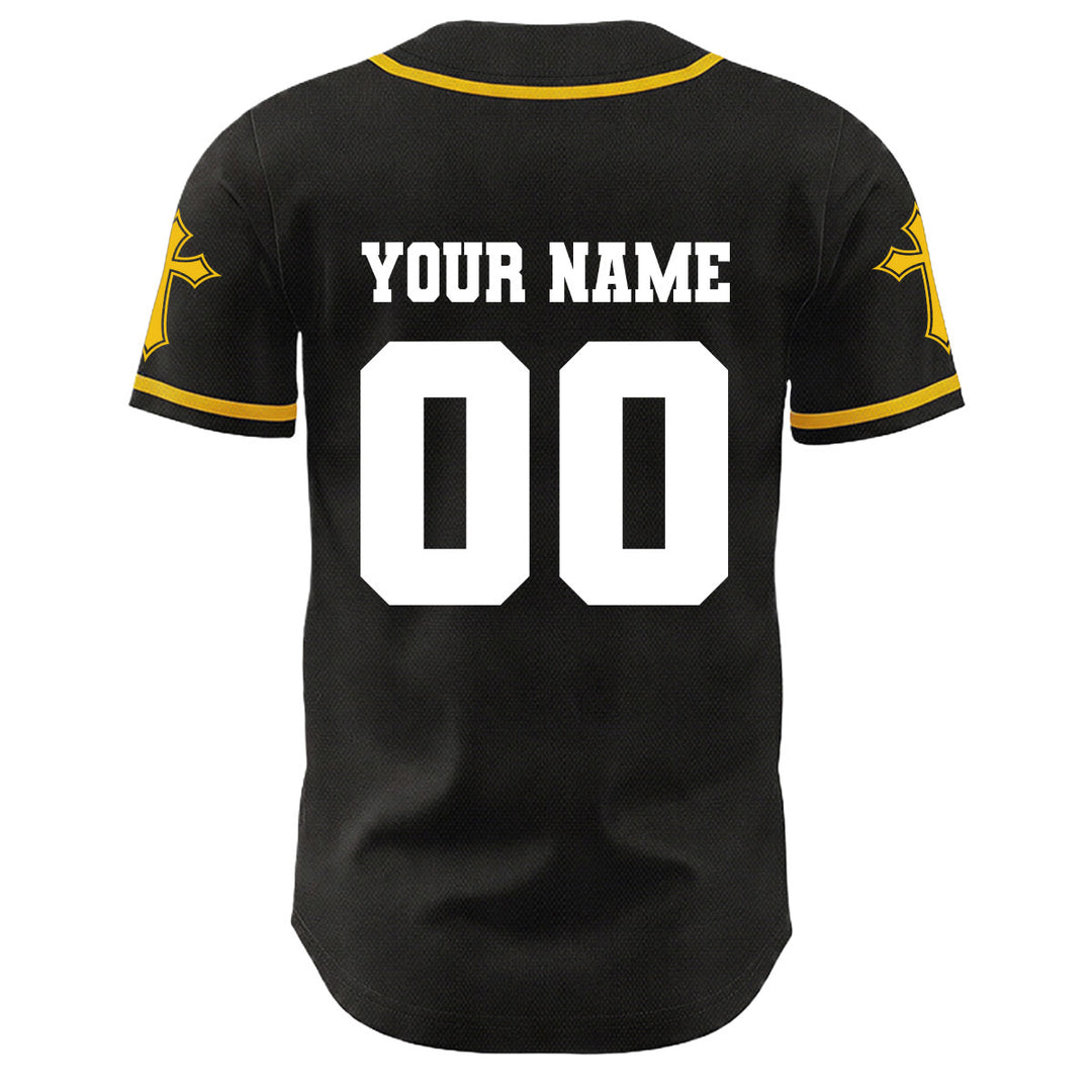 Christianartworkshop Crown Of Thorns Jesus Custom Name Number Cross Sleeve Unisex Baseball Jersey - image 4