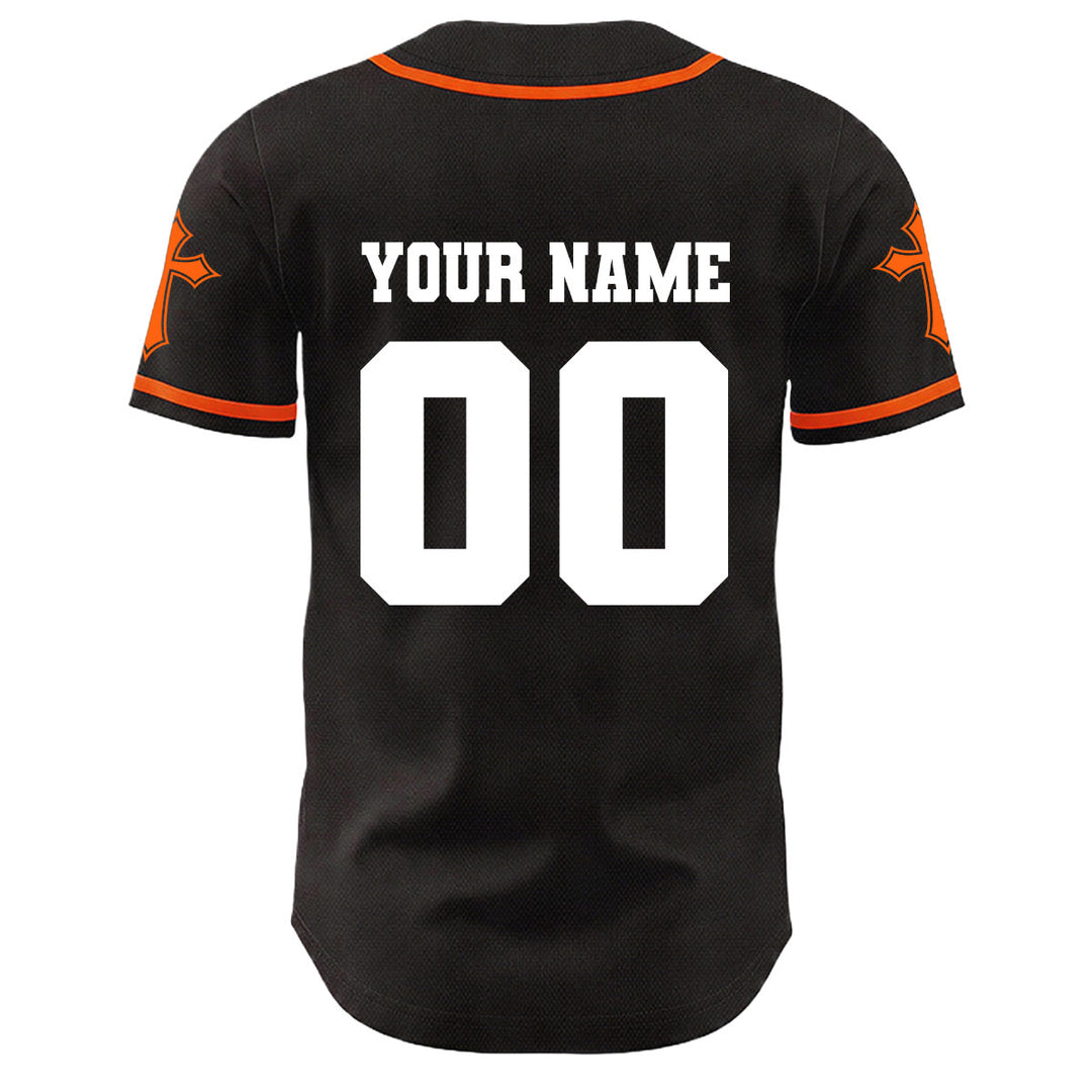 Christianartworkshop Crown Of Thorns Jesus Custom Name Number Cross Sleeve Unisex Baseball Jersey - image 16