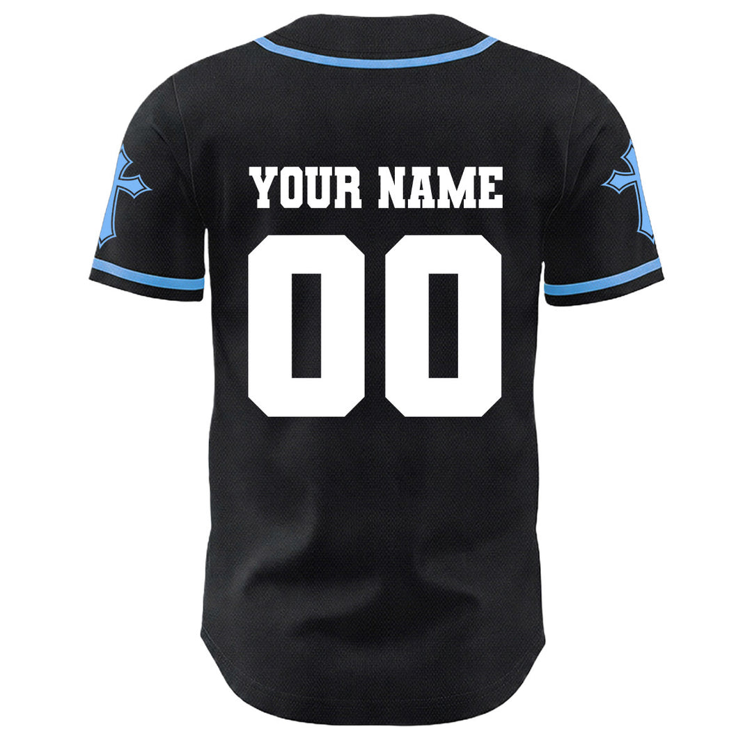 Christianartworkshop Crown Of Thorns Jesus Custom Name Number Cross Sleeve Unisex Baseball Jersey - image 7
