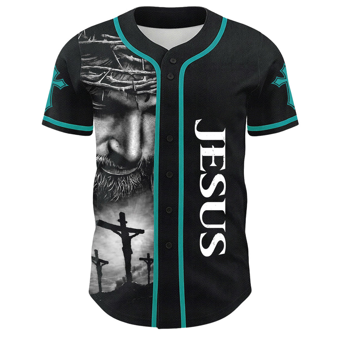 Christianartworkshop Crown Of Thorns Jesus Custom Name Number Cross Sleeve Unisex Baseball Jersey - image 26