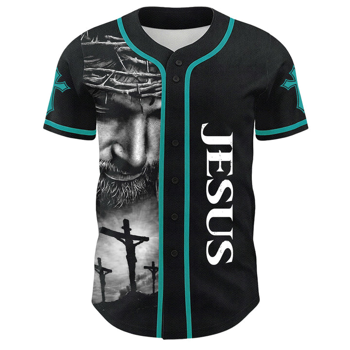 Christianartworkshop Crown Of Thorns Jesus Custom Name Number Cross Sleeve Unisex Baseball Jersey - image 26