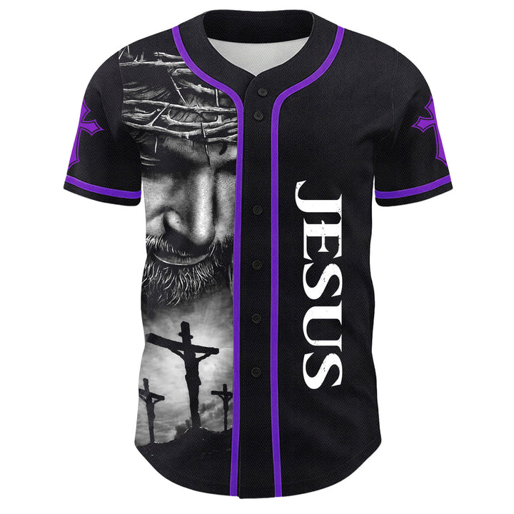 Christianartworkshop Crown Of Thorns Jesus Custom Name Number Cross Sleeve Unisex Baseball Jersey - image 22