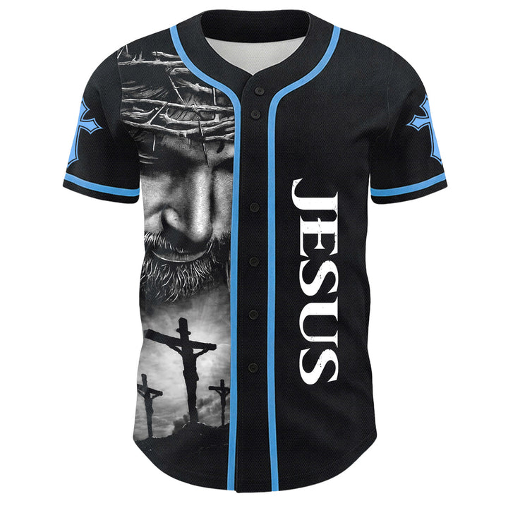 Christianartworkshop Crown Of Thorns Jesus Custom Name Number Cross Sleeve Unisex Baseball Jersey - image 8