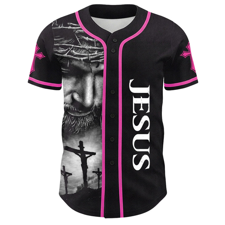 Christianartworkshop Crown Of Thorns Jesus Custom Name Number Cross Sleeve Unisex Baseball Jersey - image 14