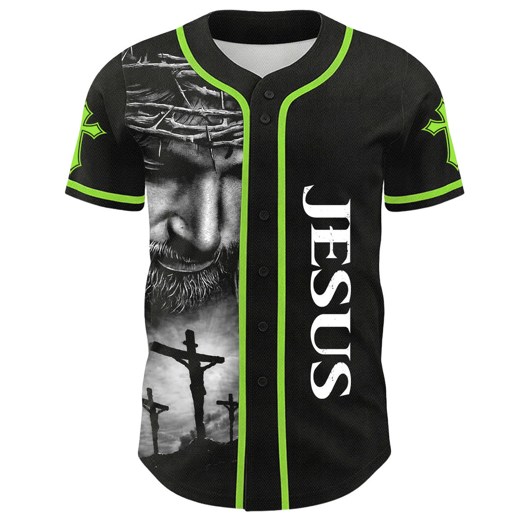 Christianartworkshop Crown Of Thorns Jesus Custom Name Number Cross Sleeve Unisex Baseball Jersey - image 20