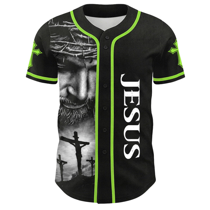 Christianartworkshop Crown Of Thorns Jesus Custom Name Number Cross Sleeve Unisex Baseball Jersey - image 20