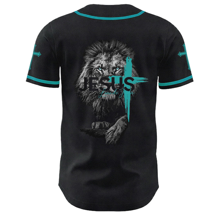 Christianartworkshop Lion Of Judah Jesus Cross Graphic Unisex Baseball Jersey - image 25
