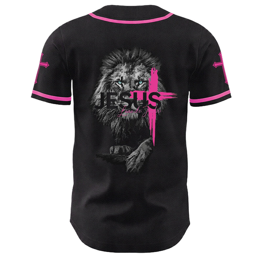 Christianartworkshop Lion Of Judah Jesus Cross Graphic Unisex Baseball Jersey - image 1