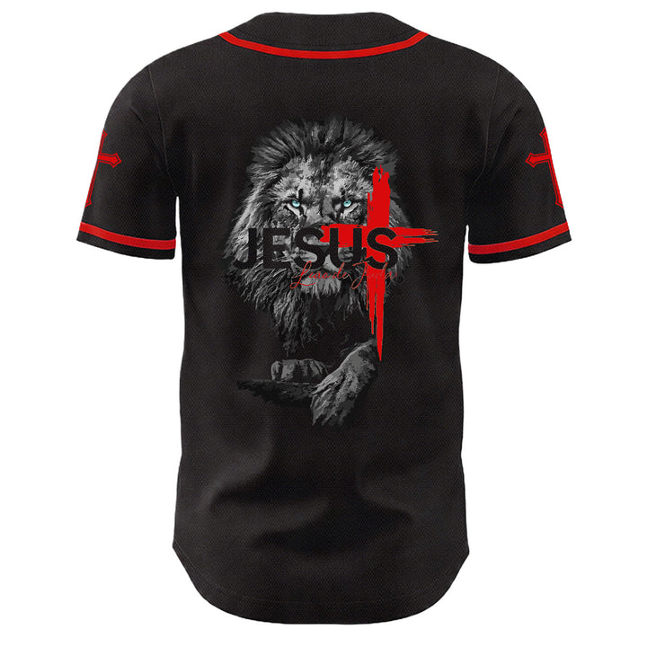 Christianartworkshop Lion Of Judah Jesus Cross Graphic Unisex Baseball Jersey - image 13