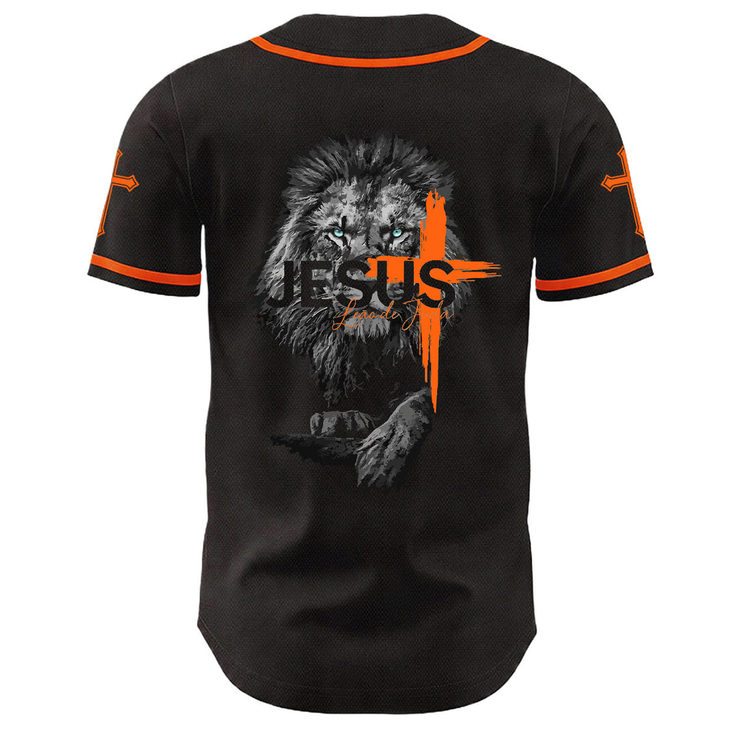 Christianartworkshop Lion Of Judah Jesus Cross Graphic Unisex Baseball Jersey - image 16