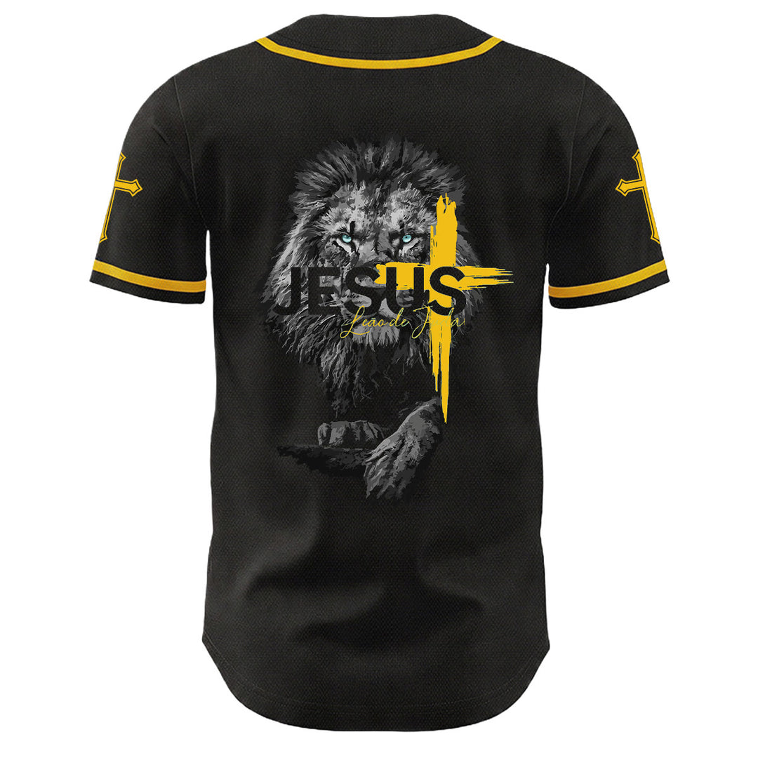 Christianartworkshop Lion Of Judah Jesus Cross Graphic Unisex Baseball Jersey - image 4