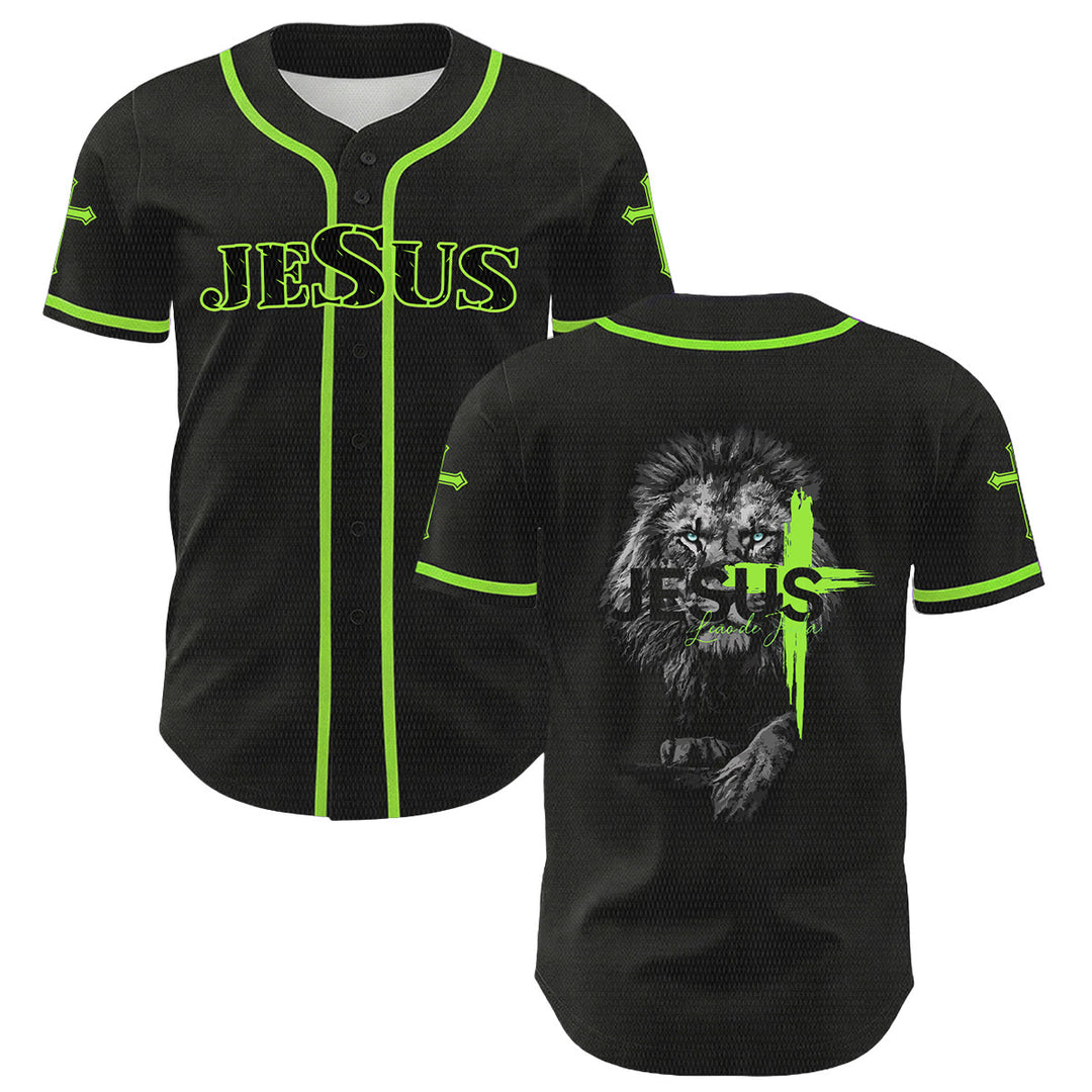 Christianartworkshop Lion Of Judah Jesus Cross Graphic Unisex Baseball Jersey - Light Green - 5XL - image 18