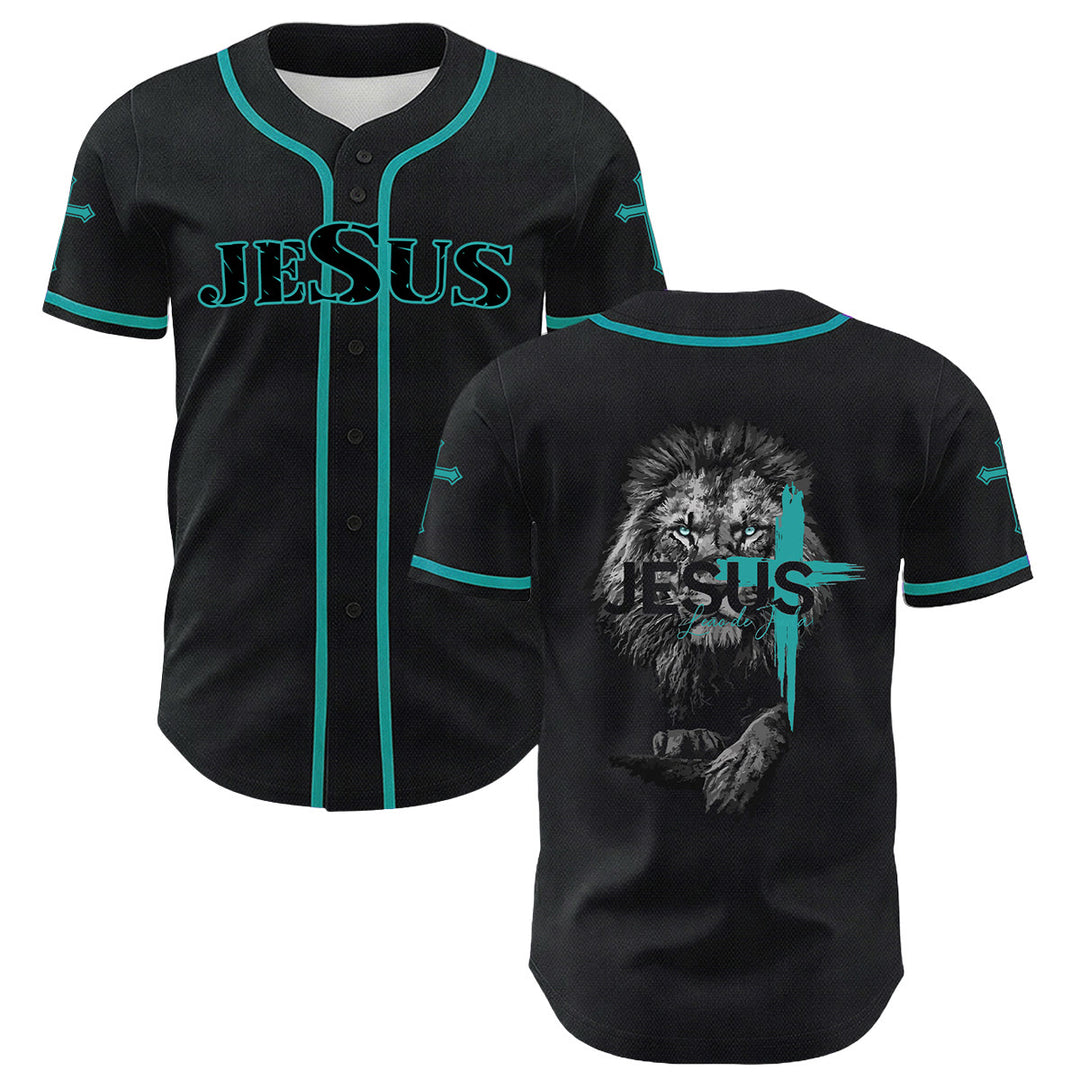 Christianartworkshop Lion Of Judah Jesus Cross Graphic Unisex Baseball Jersey - Dark Green - 5XL - image 24