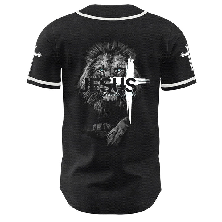 Christianartworkshop Lion Of Judah Jesus Cross Graphic Unisex Baseball Jersey - image 10