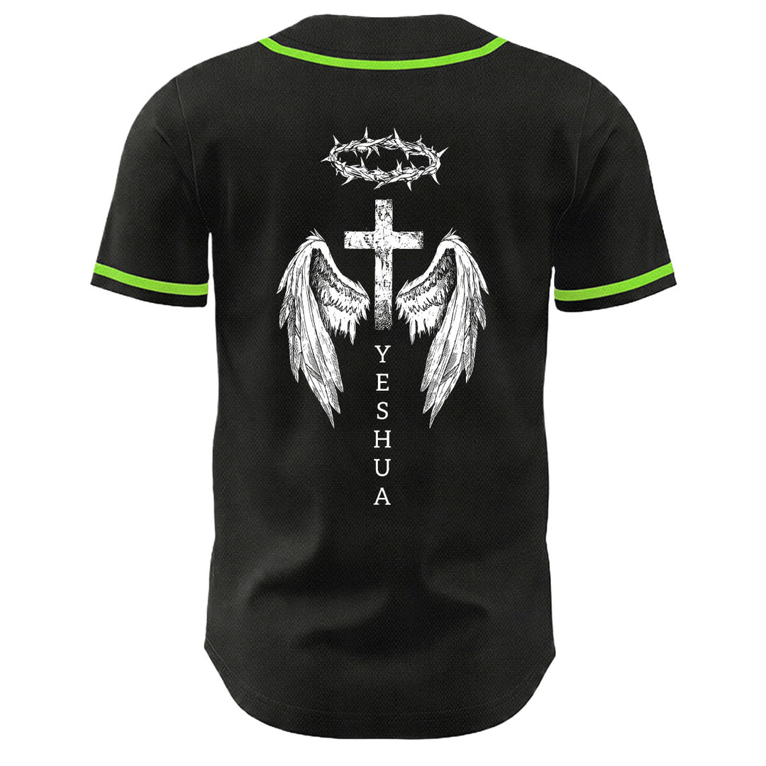 Christianartworkshop Yeshua Crown Of Thorns Cross Angel Wings Unisex Baseball Jersey - image 19