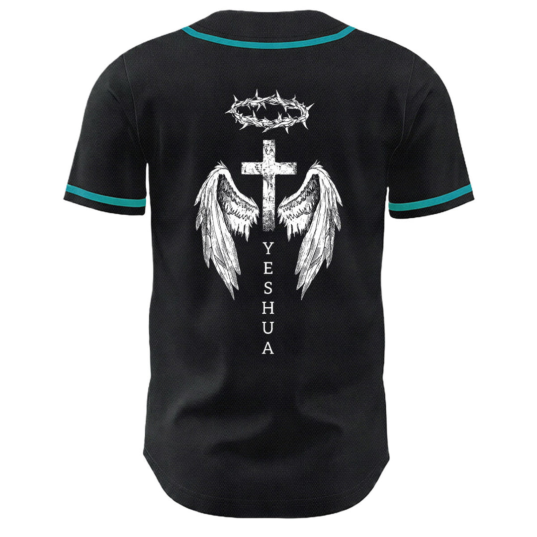 Christianartworkshop Yeshua Crown Of Thorns Cross Angel Wings Unisex Baseball Jersey - image 25