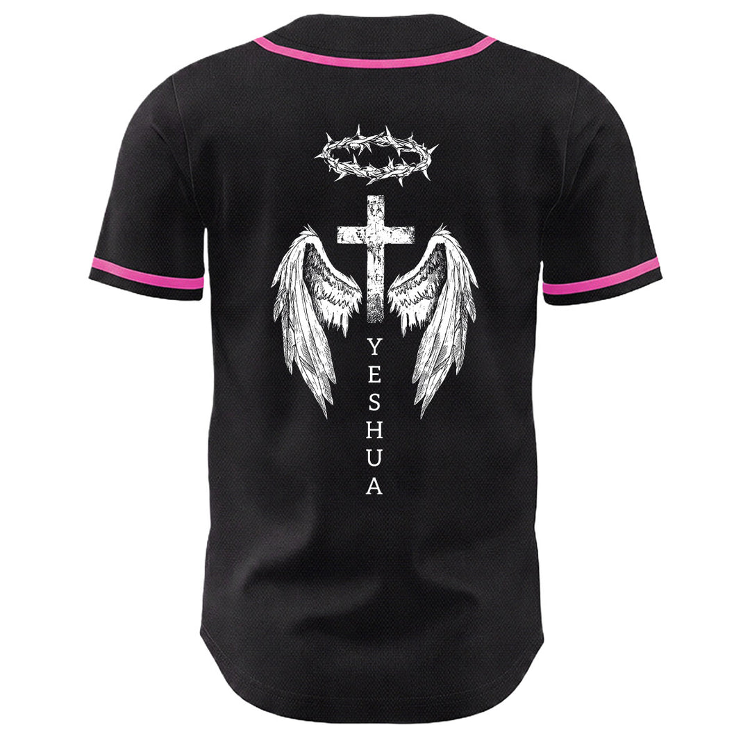 Christianartworkshop Yeshua Crown Of Thorns Cross Angel Wings Unisex Baseball Jersey - image 10