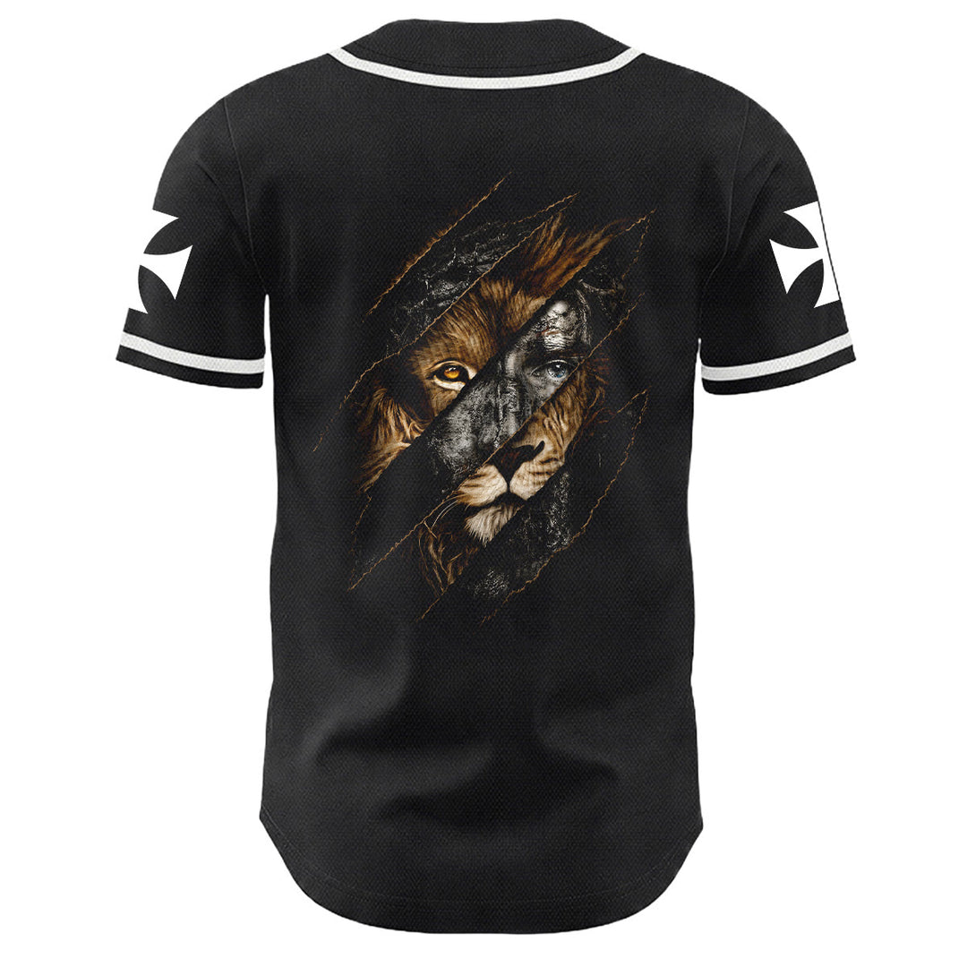 Christianartworkshop Jesus Lion Of Judah Torn Scratch 3 Nails Cross Unisex Baseball Jersey - image 10